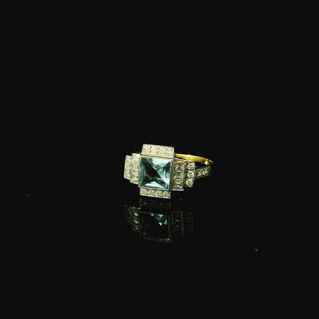 aquamarine and gold diamond ring 