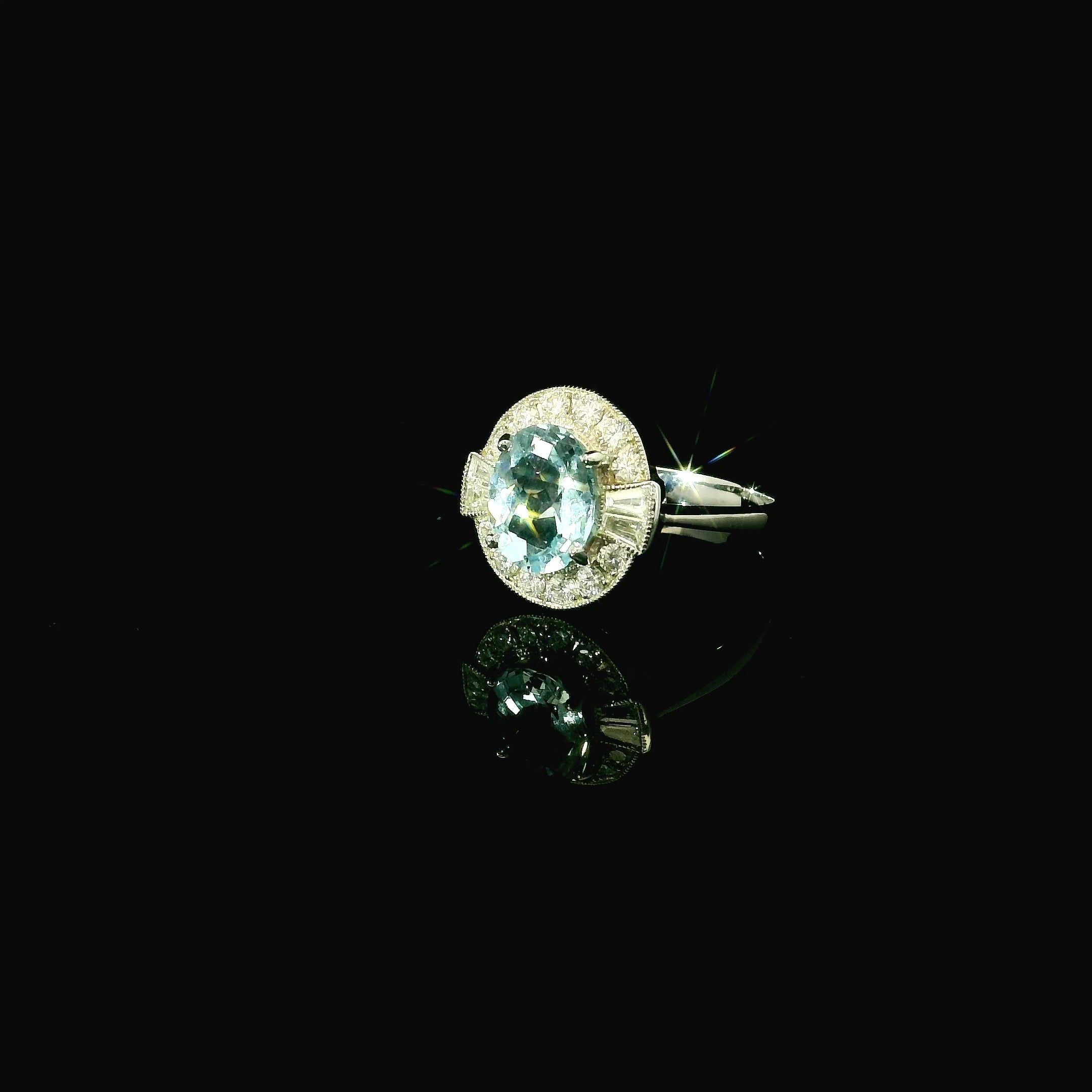 aquamarine white gold ring for women - gift for her in west malling kent