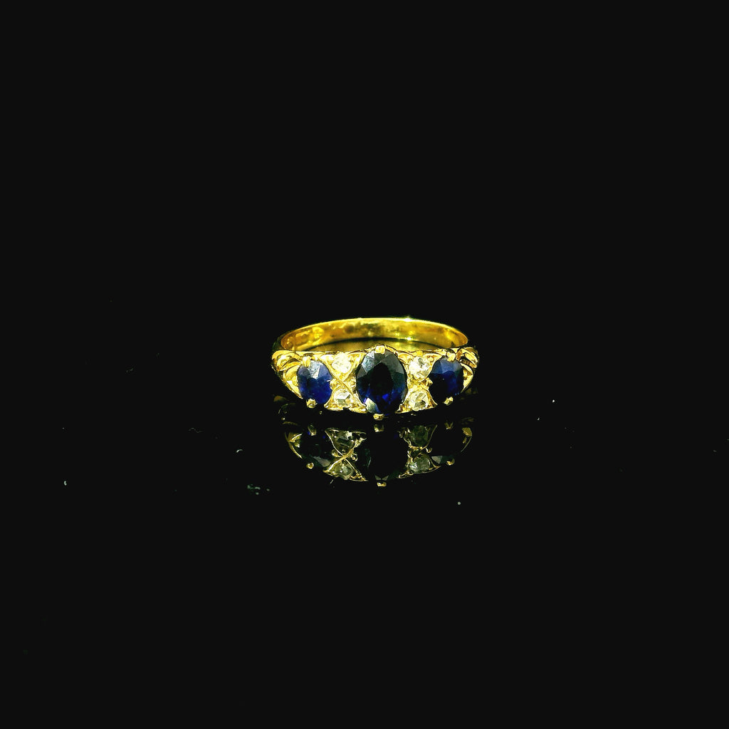 gold ring with sapphires and diamond ring for women
