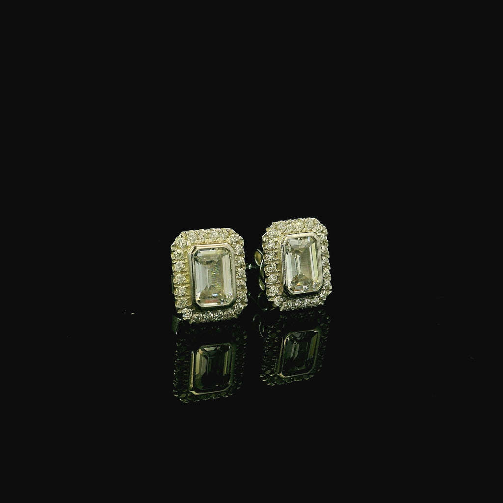 silver cubic zirconia earrings for women. womens earrings. silver earrings for women