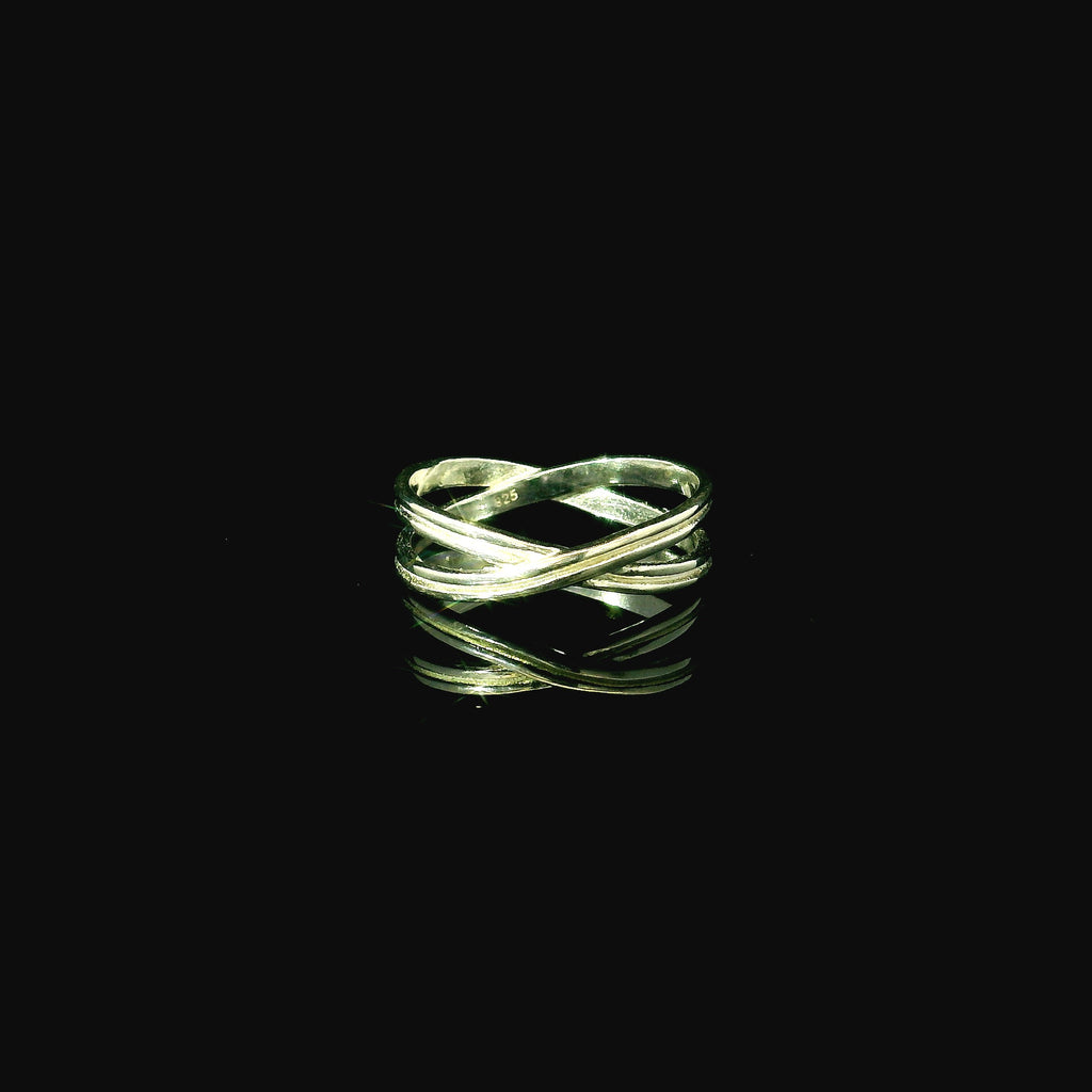 silver ring for women with crossed over bands. available in west malling
