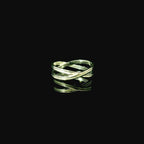 silver ring with two crossed over bands
