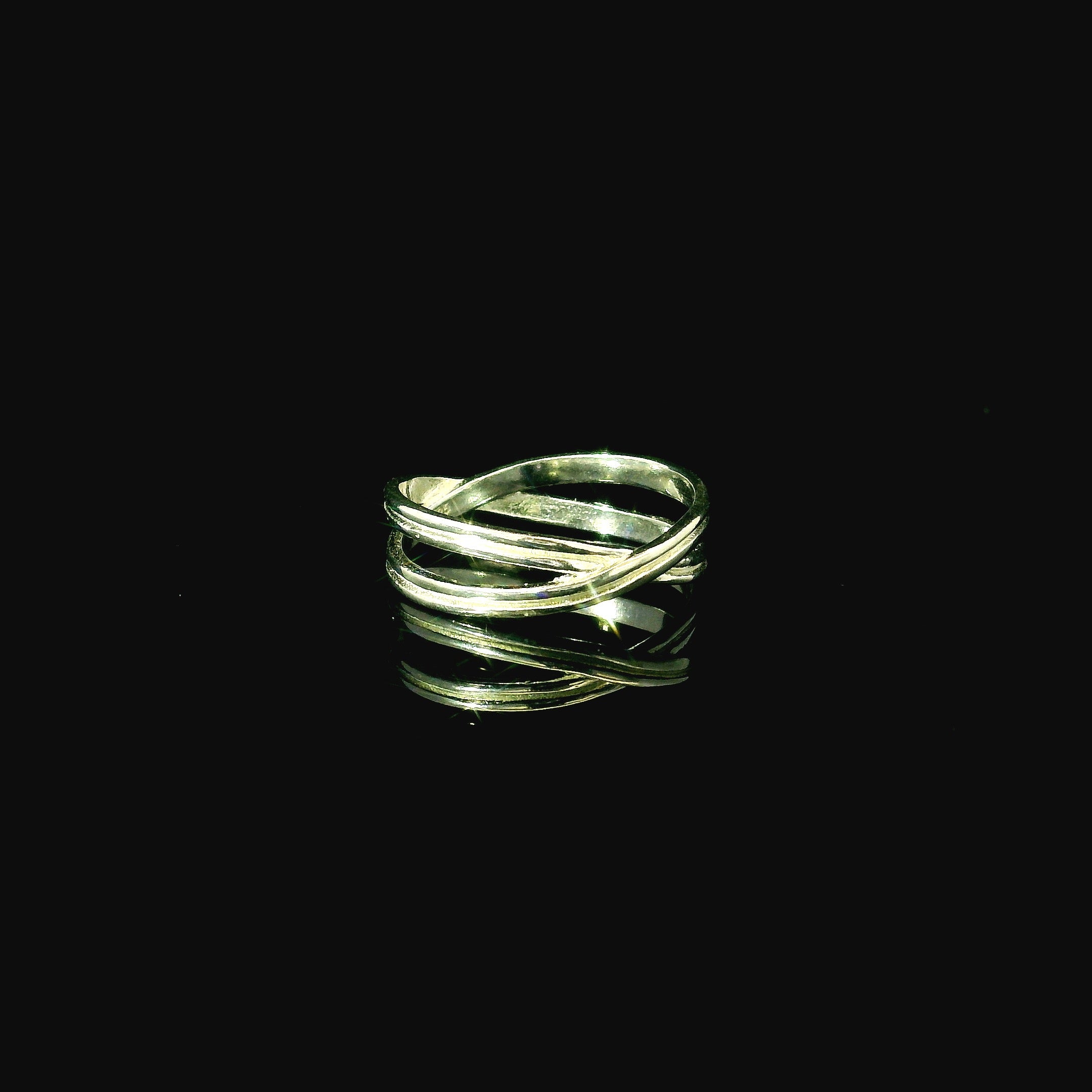 double band ring crossed over - unique silver ring for her gift 