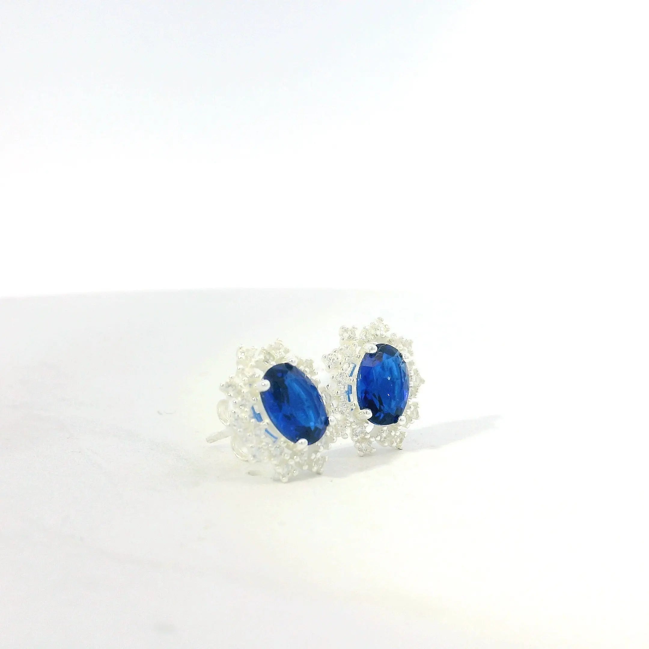 silver and blue diamond inspired earrings for women gifts in west malling