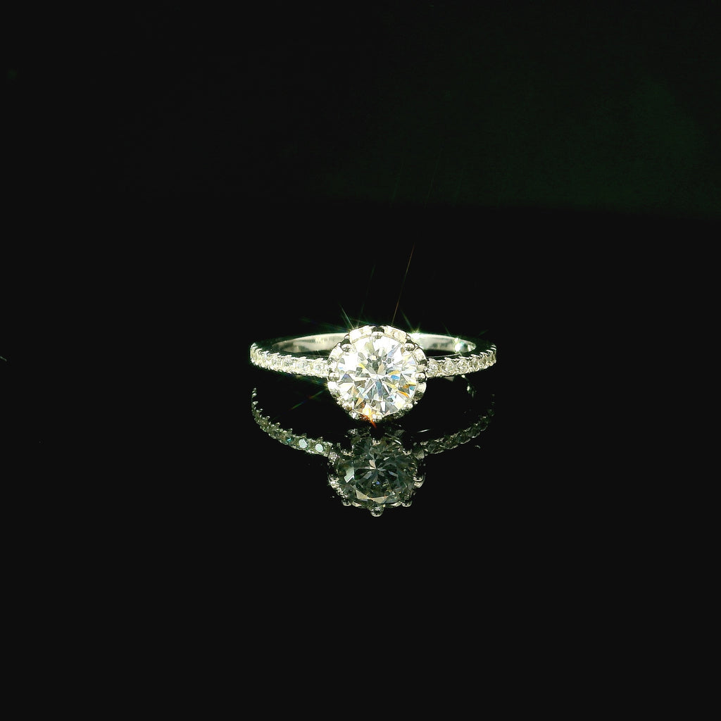 silver ring with cubic zirconia diamond. simple affordable ring for gift for women. gift for women