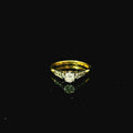 yellow gold band ring with diamond. vintage gold ring for women