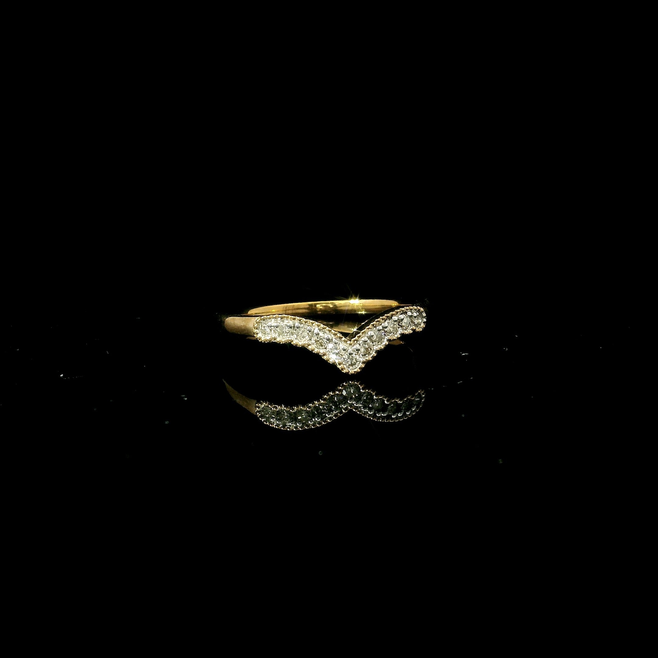 gold wishbone v shaped ring for women. shaped rings for women, diamond rings kent