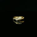 18ct yellow and white gold ring, 3 round brilliant cut diamond = 0.33ct, crossover design