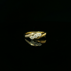 18ct yellow and white gold ring, 3 round brilliant cut diamond = 0.33ct, crossover design