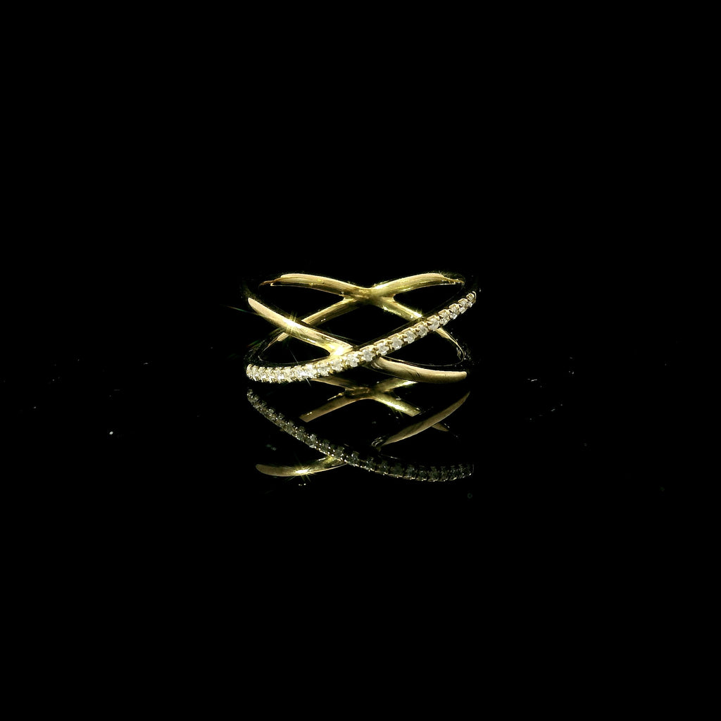 cross over gold ring diamond ring