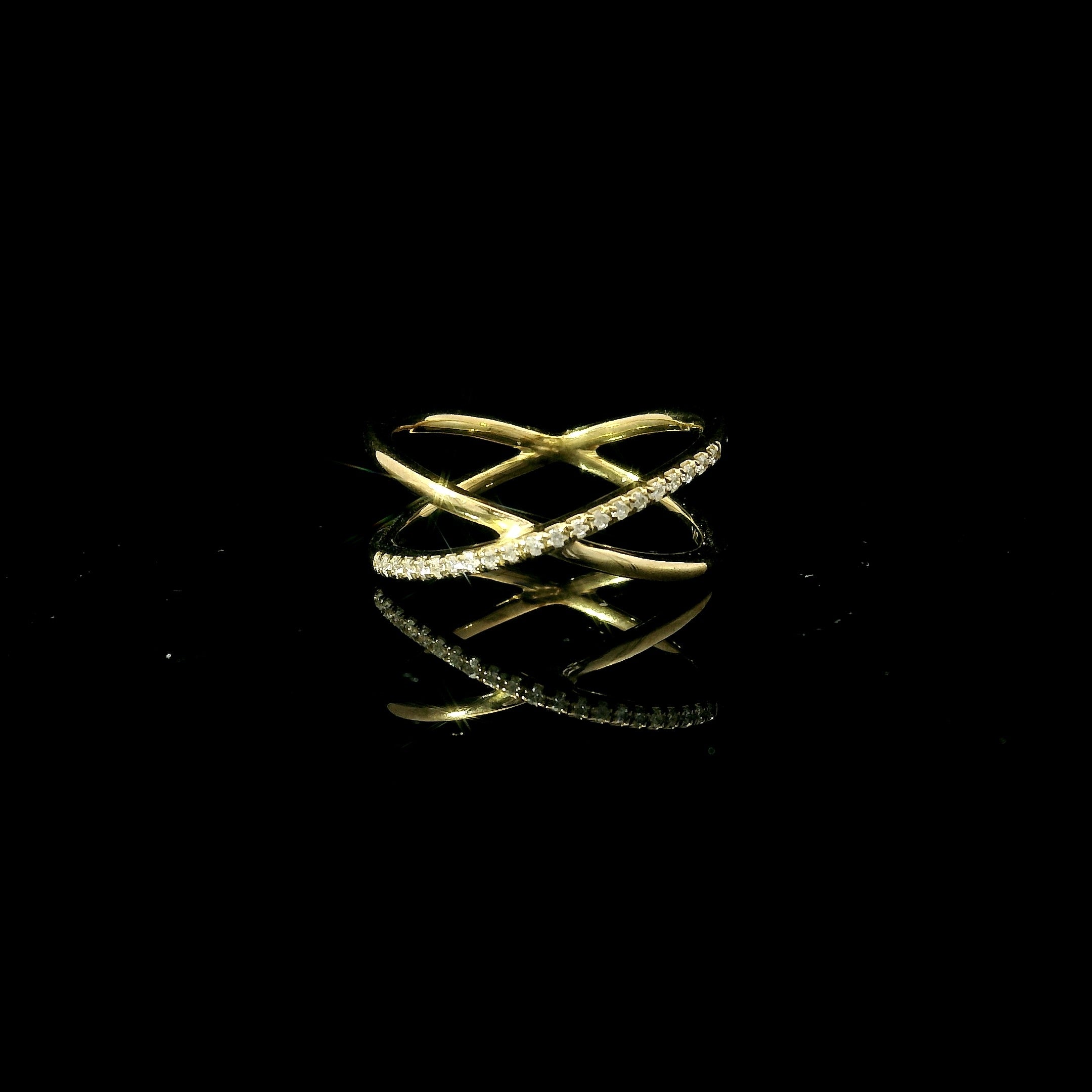 cross over gold ring diamond ring