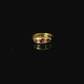 yellow gold diamond ring. ruby diamond ring. pink ruby