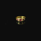 yellow gold diamond ring. ruby diamond ring. pink ruby